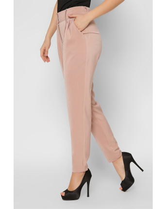 Классические брюки на высокой посадке 36602, Цвет: Бежевый, Размер: XS