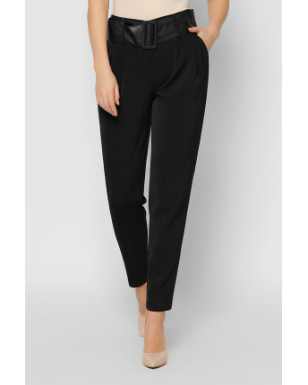 Классические черные брюки на высокой посадке 36603, Цвет: Черный, Размер: XS