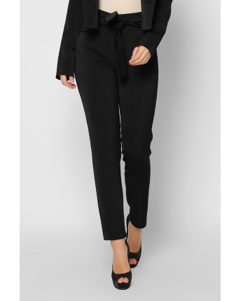 Черные костюмные брюки с поясом 36607, Цвет: Черный, Размер: XS