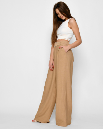 Широкие брюки палаццо 48582, Цвет: Кемел, Размер: S