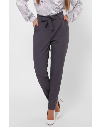 Классические брюки графит на завязке 35984, Цвет: Графит, Размер: XL