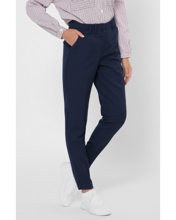 Классические брюки на высокой посадке 35986, Цвет: Синий, Размер: XS