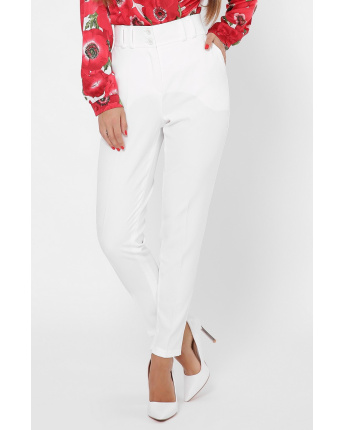 Класичні брюки на високій посадці 35988, Колір: Молочний, Розмір: XL