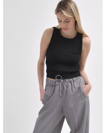 Жіноча чорна в'язана майка 55977, Колір: Чорний, Розмір: ONE SIZE