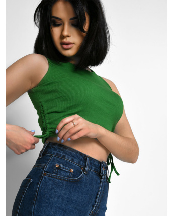 Женский зеленый топ в рубчик 55178, Цвет: Зеленый, Размер: S