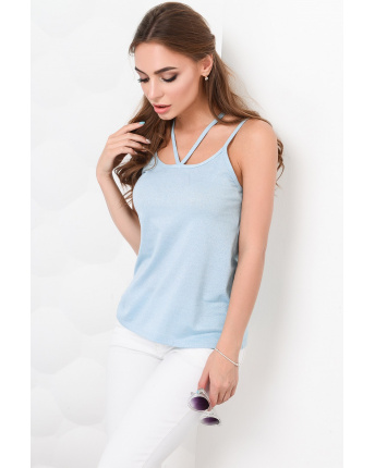 Женская майка на бретелях 26998, Цвет: Голубой, Размер: M