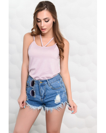 Женская шифоновая майка на бретелях 26999, Цвет: Розовый, Размер: XS