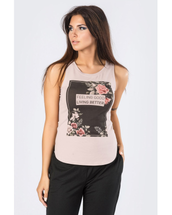 Майка рожева "Feeling good, living better" 33842, Колір: Світло-рожевий, Розмір: XS