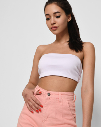 Базовый белый топ бандо 38616, Цвет: Белый, Размер: XS