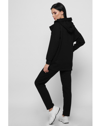 Стильный повседневный костюм с худи 36282, Цвет: Черный, Размер: S