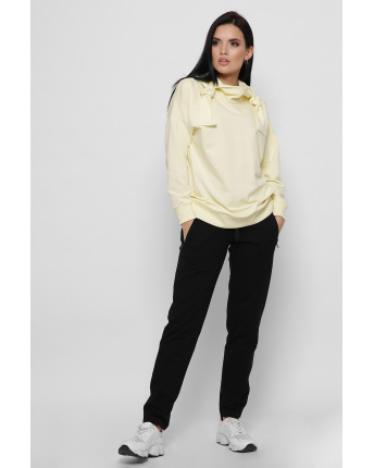 Стильный повседневный костюм с худи 36283, Цвет: Жёлтый, Размер: XS