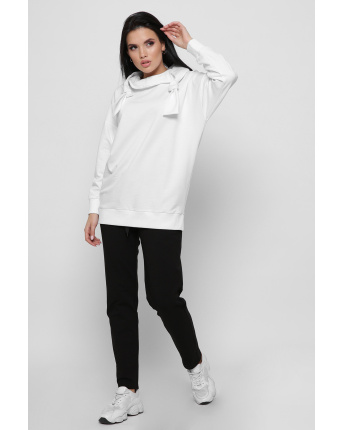Стильный повседневный костюм с худи 36284, Цвет: Белый, Размер: XS