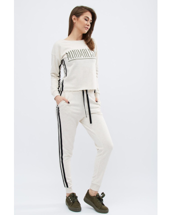Спортивный бежевый костюм двойка Minimalism 32023, Цвет: Бежевый, Размер: M