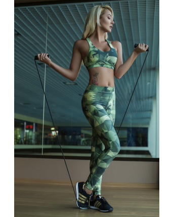 Эластичные леггинсы хаки с высокой посадкой 15997, Цвет: Хаки, Размер: XS