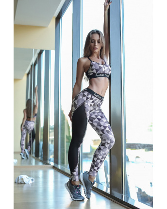 Модные женские леггинсы для спорта 15998, Цвет: Черный, Размер: XS