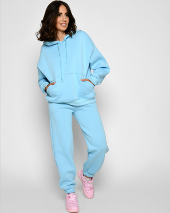 Теплый голубой спортивный костюм 52352, Цвет: Голубой, Размер: L