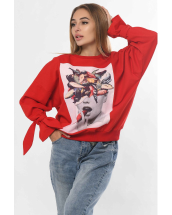 Свитшот с рукавами на завязках 36300, Цвет: Красный, Размер: XS