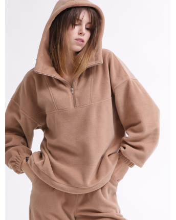 Женский бежевый флисовый костюм 55859, Цвет: Т. бежевый, Размер: S