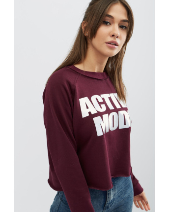 Свитшот марсала с необработанным краем 30538, Цвет: Бургунди, Размер: XS