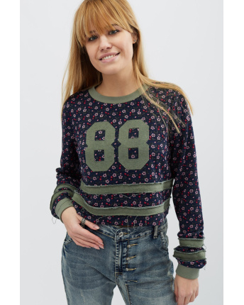 Стильный свитшот в цветочек 31919, Цвет: Синий, Размер: XS
