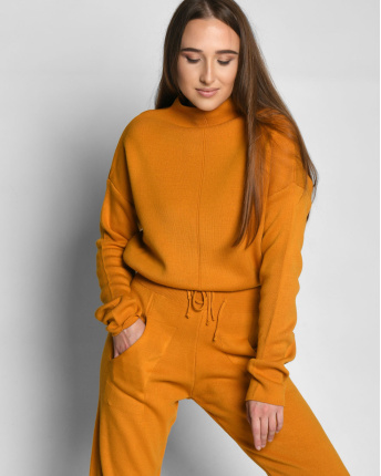 Вязаный спортивный костюм цвета горчицы 55135, Цвет: Горчица, Размер: ONE SIZE