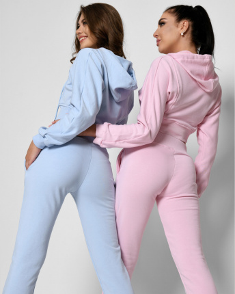 Спортивный костюм-двойка с худи и штанами 51233, Цвет: Голубой, Размер: XL