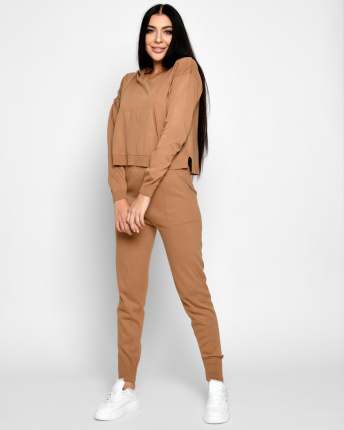Вязаный костюм-двойка цвета песок 51235, Цвет: Кемел, Размер: ONE SIZE