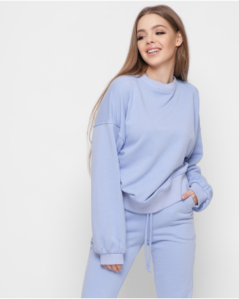 Голубой свитшот оверсайз 41420, Цвет: Голубой, Размер: XS