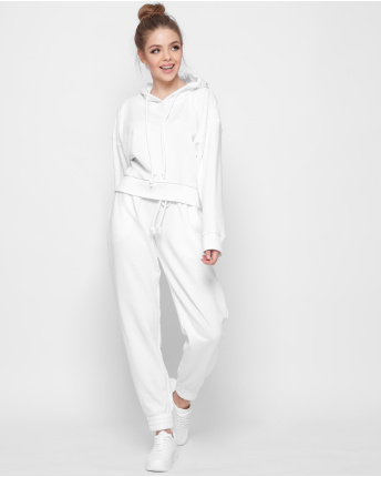 Белые брюки на резинке 41432, Цвет: Белый, Размер: L