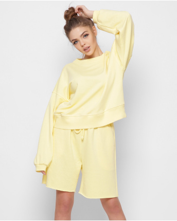 Желтый свитшот оверсайз 41786, Цвет: Жёлтый, Размер: XS