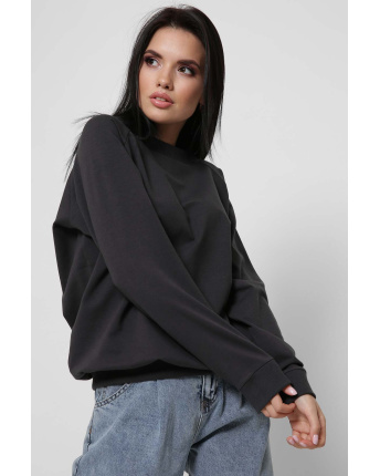 Графитовый свитшот оверсайз 36267, Цвет: Графит, Размер: XS