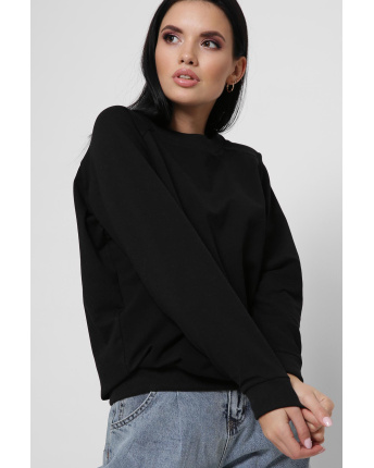 Модный свитшот оверсайз 36269, Цвет: Черный, Размер: XS