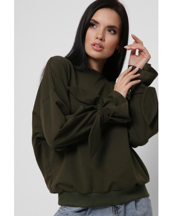 Хаки свитшот на завязках 36271, Цвет: Хаки, Размер: XS