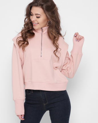 Стильный свитшот на застежке 43312, Цвет: Персиковий, Размер: S