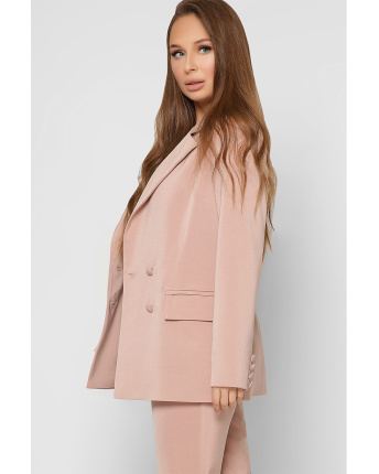 Двубортный бежевый пиджак на пуговицах 36615, Цвет: Бежевый, Размер: S