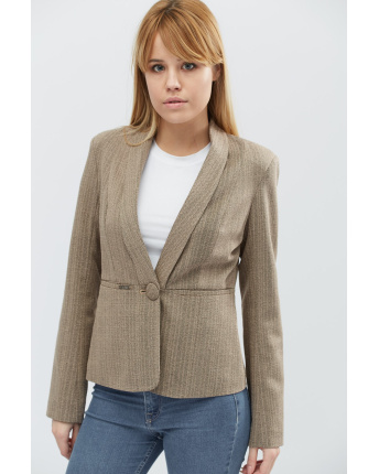 Жіночий коричневий жакет приталеного силуету 32310, Колір: Коричневий, Розмір: S
