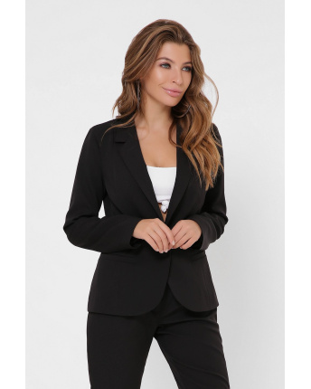 Элегантный черный пиджак с лацканами и пуговицей 36244, Цвет: Черный, Размер: S