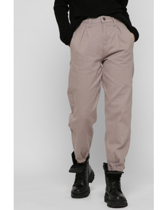 Широкие джинсы с высокой посадкой 38624, Цвет: Бежевый, Размер: 27