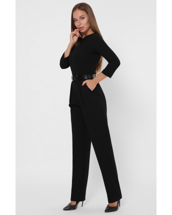 Черный однотонный комбинезон 36026, Цвет: Черный, Размер: XS