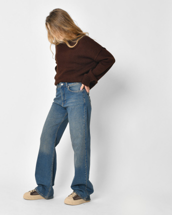 Джинси прямого крою з ефектом dirty 57158, Колір: Синій, Розмір: XS, зображення 3