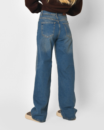 Джинси прямого крою з ефектом dirty 57158, Колір: Синій, Розмір: XS, зображення 4