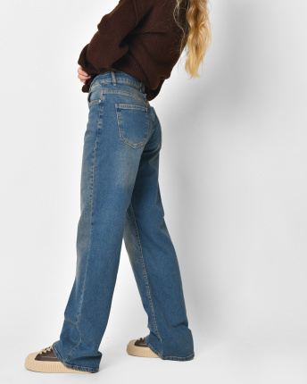 Джинси прямого крою з ефектом dirty 57158, Колір: Синій, Розмір: XS, зображення 5