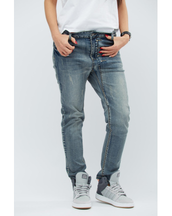 Стильные джинсы скинни с небольшими потертостями 30753, Цвет: Серый, Размер: 27