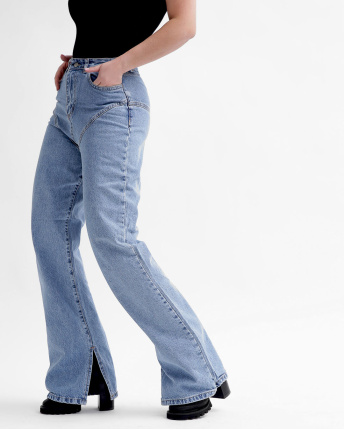 Джинсы с линиями в форме бикини 55800, Цвет: Голубой, Размер: XS