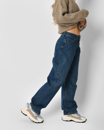 Джинси Baggy із виточками на колінах 57151, Колір: Синій, Розмір: XS, зображення 5