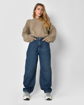 Джинси Baggy із виточками на колінах 57151, Колір: Синій, Розмір: XS, зображення 7