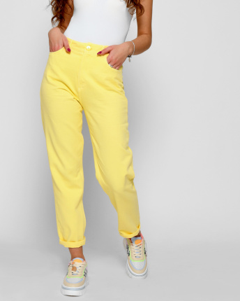 Желтые джинсы релаксы 48368, Цвет: Жёлтый, Размер: M