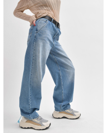 Голубые джинсы baggy 55995, Цвет: Голубой, Размер: S