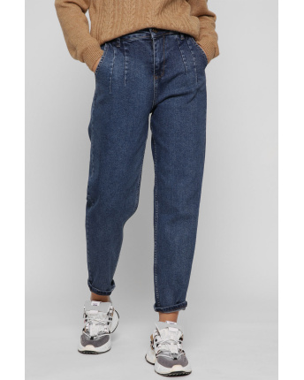 Стильные синие джинсы мом 38620, Цвет: Темно-синий, Размер: 28