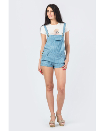 Синий летний комбинезон с шортами 33789, Цвет: Синий, Размер: XS